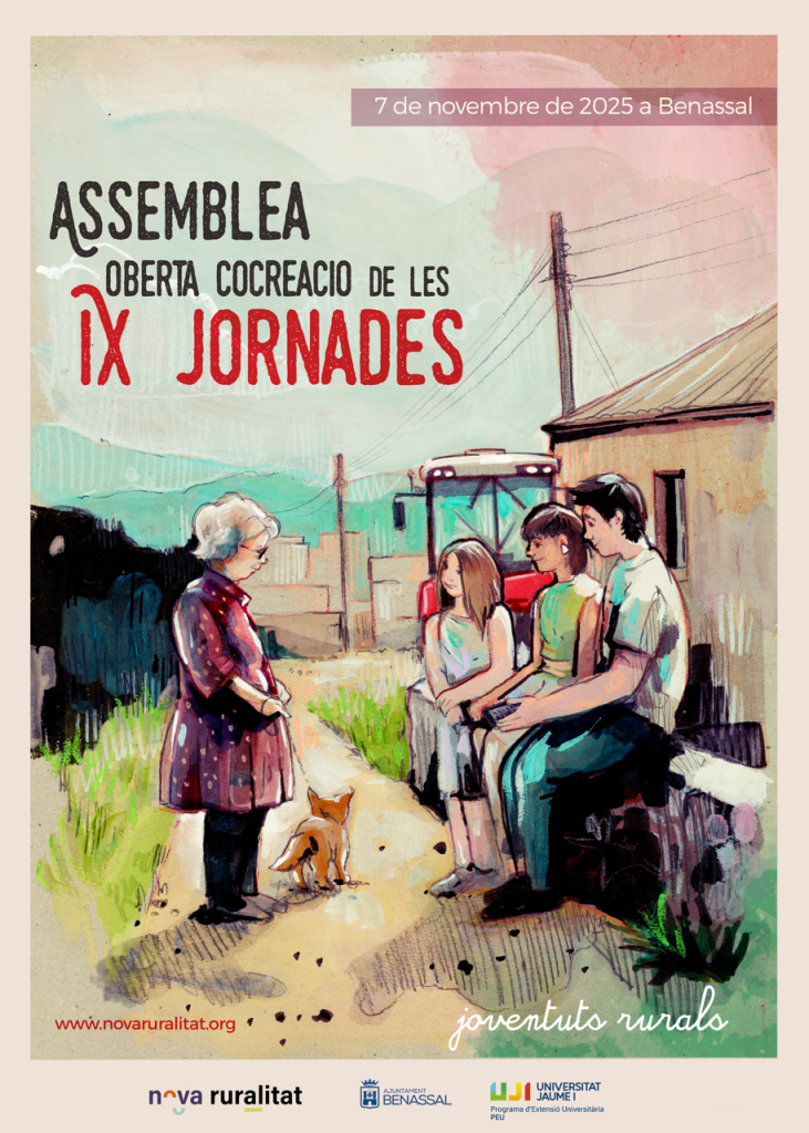 Cartell de l’assemblea oberta de cocreació de les IX Jornades, 7 de novembre de 2025 a Benassal.