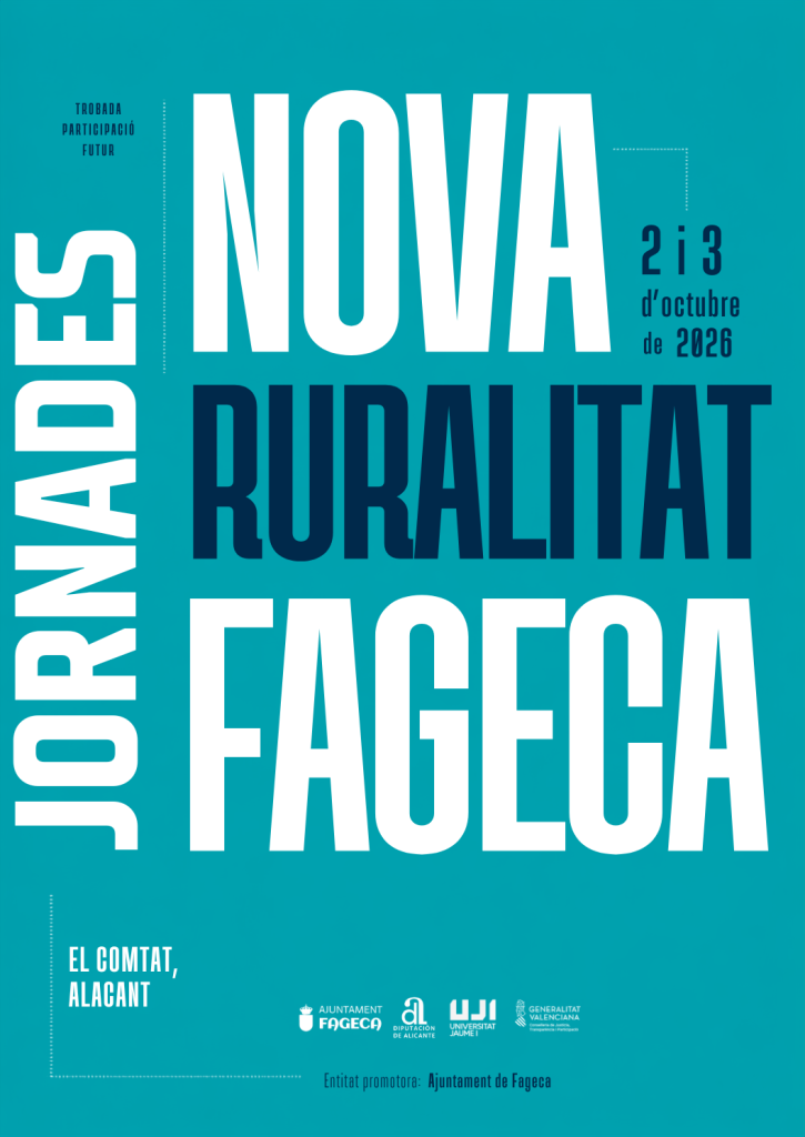 Cartell de les Jornades de Nova Ruralitat a Fageca, 2 i 3 d’octubre de 2026.